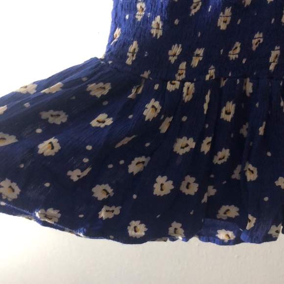 Blue summer tube top with flower print - Picture 3 of 3